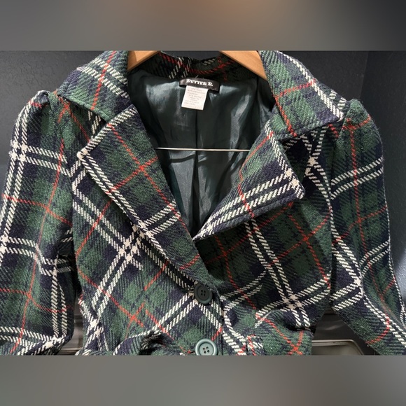 VTG Better Be Green Red White Plaid Holiday Christmas Jacket Trench Coat - Picture 3 of 9